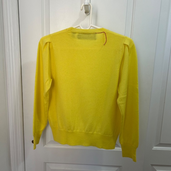 Parrish LA Wool Cashmere Puff-Shoulder Sweater – Yellow – M - Picture 2 of 4